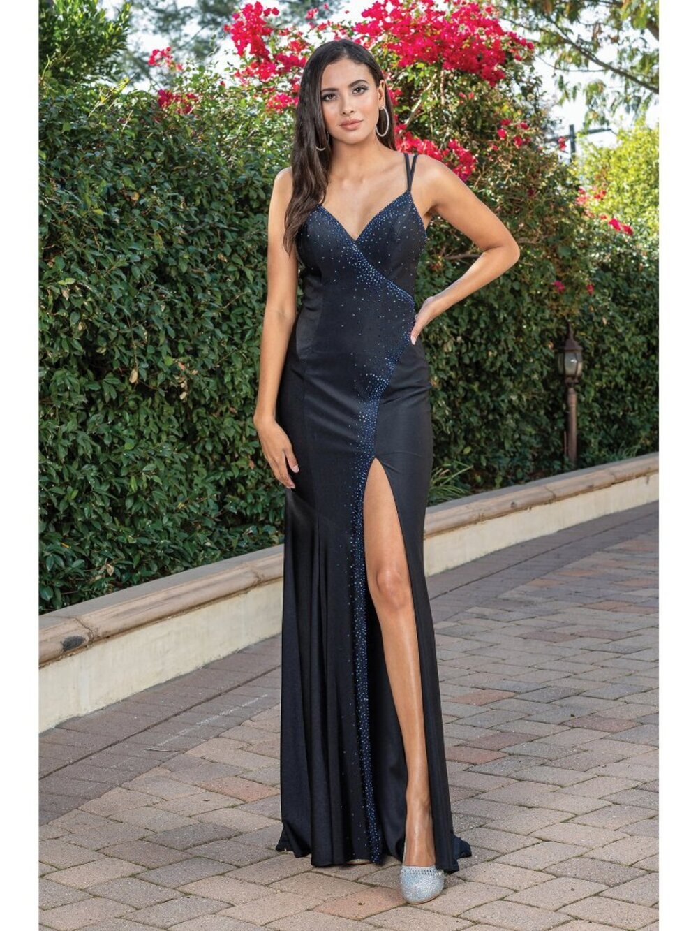 NEW BLACK Evening Gown Floor Length Formal Elegant Stunning 4274